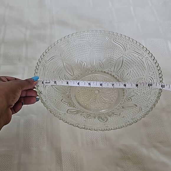 Clear Glass Floral Fruit Bowl 11"-11" - Picture 8 of 16
